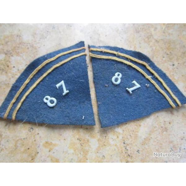 patte Fran�ais coin col cadre premiere seconde guerre France infanterie jaune 87� RI ww1 ww2