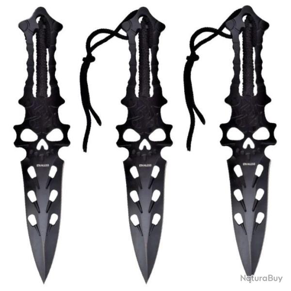 Kit de 3 Couteaux de Lancer Pirate Skull SCK + Etui
