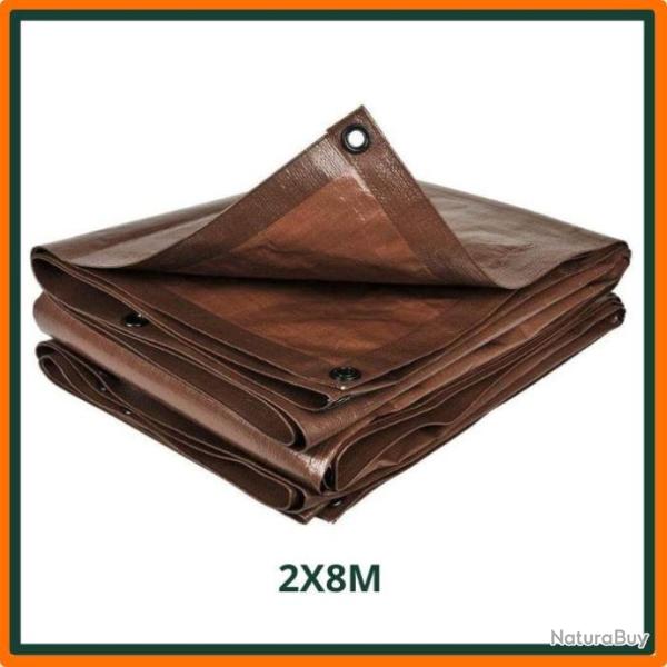 Bache 2x8m - Marron - Livraison gratuite