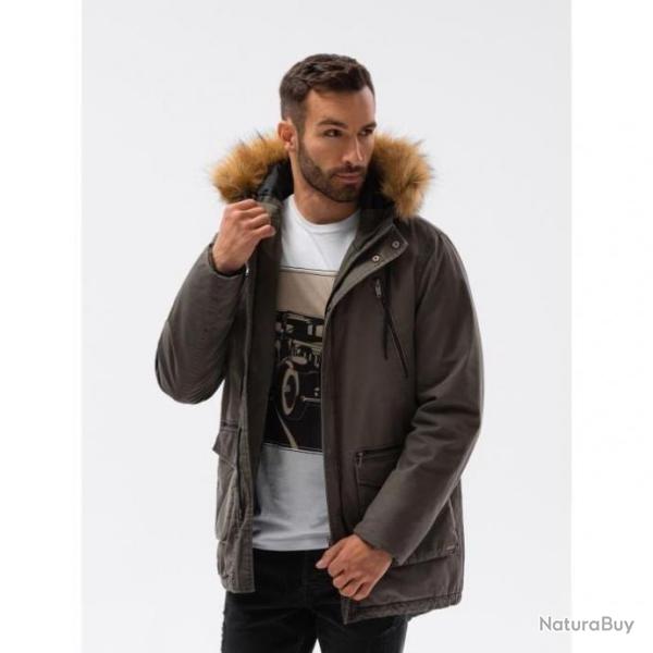 Blouson chaud � capuche 100% coton pour hommes - Vert - LIVRAISON GRATUITE ET RAPIDE