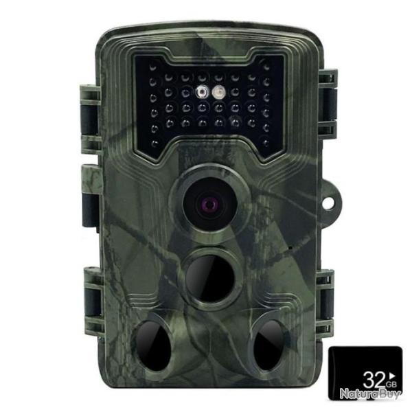 Cam�ra de chasse Infrarouge, d�tecteur de mouvements, carte 32Gb, 1080P HD, �tanche, Vision nocturne
