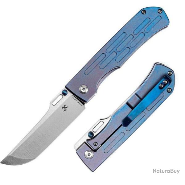 Couteau Kansept Reedus Blue Manche Titane Lame Acier S35VN IKBS Framelock Clip K1041A5