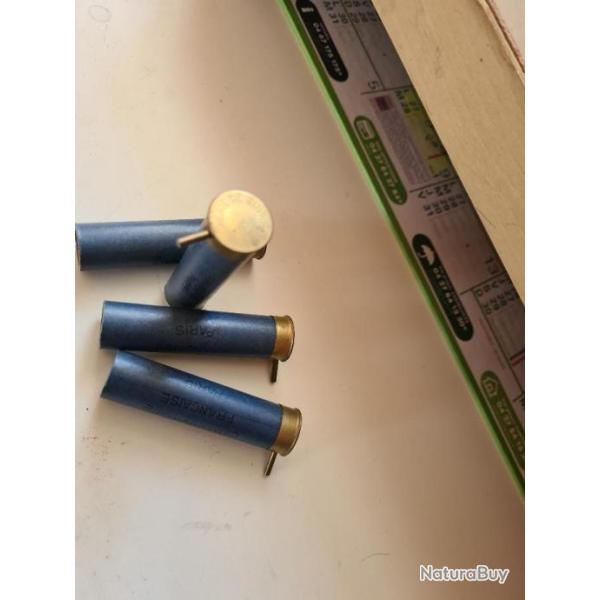 lot de 4  cartouches a broche bleue   vide en calibre 24  cartoucherie  francaise