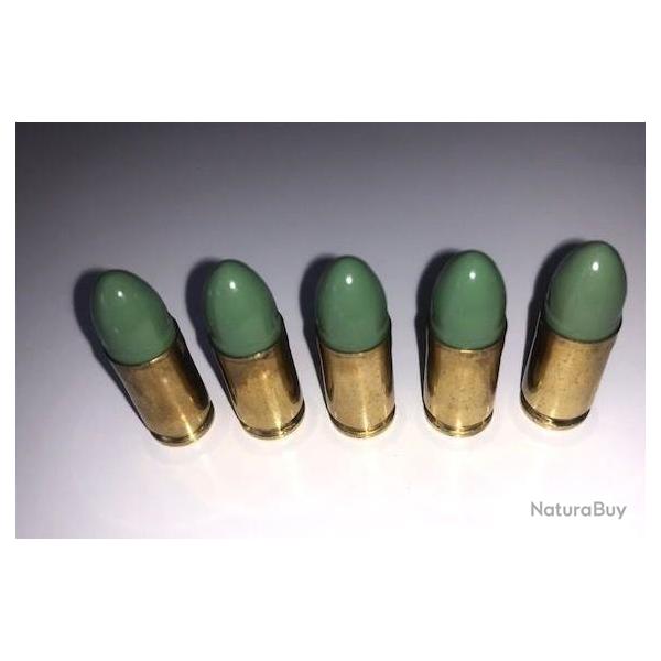 In�dit *** 5 x Cartouches 9mm neutralis�es �tuis Laiton Ogives ARES vertes kaki