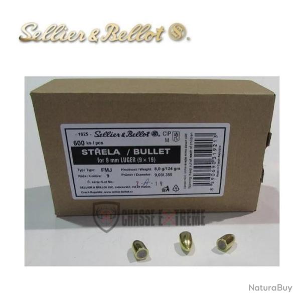600 Ogives S&B cal 9mm Luger 124gr FMJ