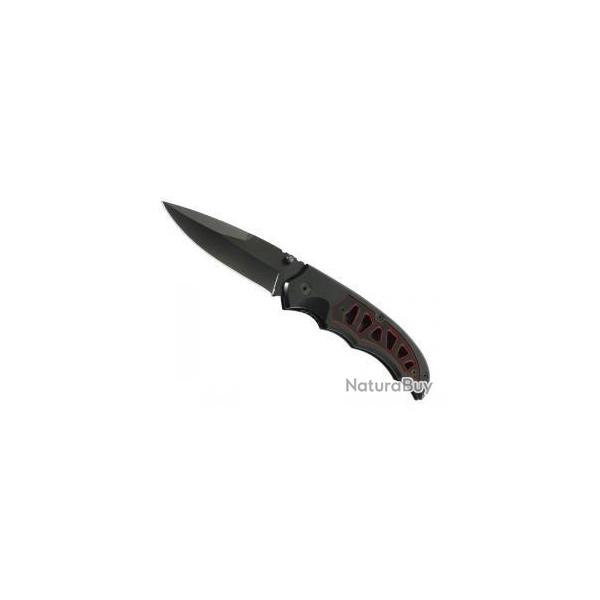 BEL293 COUTEAU FERMANT HERBERTZ LAME NOIRE ACIER 420 MANCHE NOIR FILET ROUGE NEUF