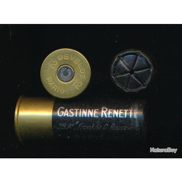 (10481) Une jolie cartouche Cal 12 de l'Armurier GASTINNE RENETTE NOIRE x