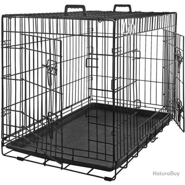 Cage pour chiens � 2 portes 93 x 58 x 64 cm - Pliable - LIVRAISON GRATUITE ET RAPIDE