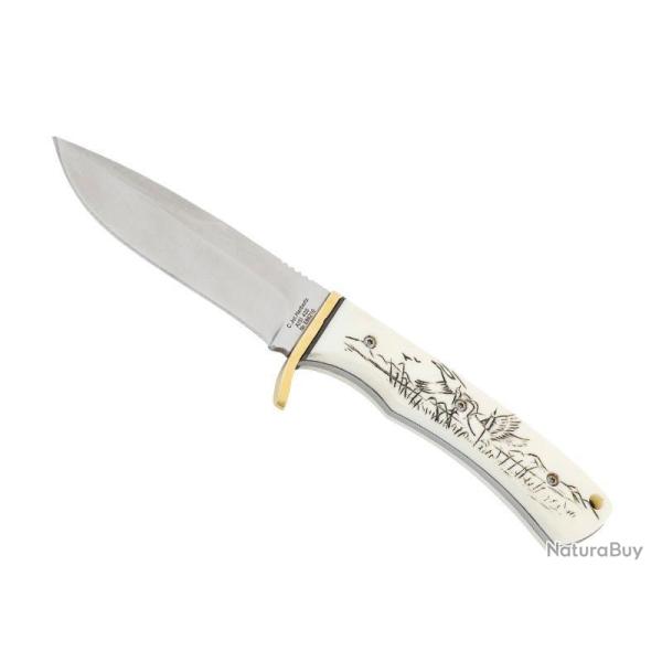 POIGNARD HERBERTZ IVOIRINE MOTIF CANARD 10CM INOX