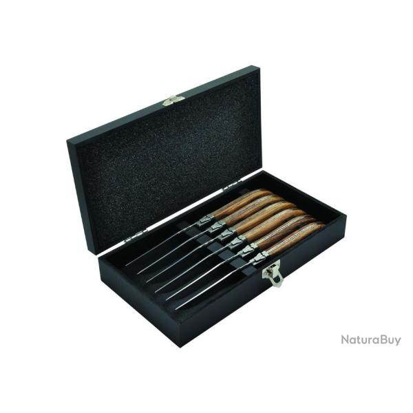 Coffret 6 couteaux de table Laguiole manche en bois