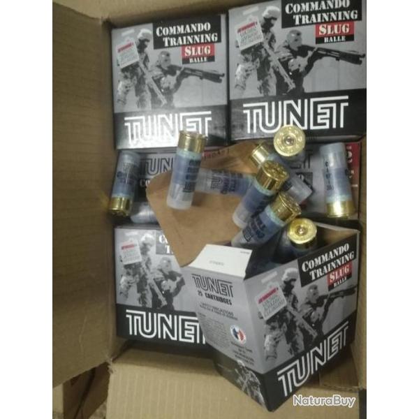 carton de 250 balles slug tunet commando training calibre 12