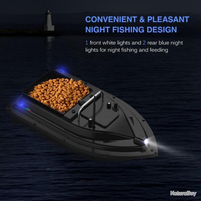 Détecteur Poissons Carpe Bateau Appât RC 500m - Télécommande Sans Fil - Charge 1,5kg - Pour Pêche Au Leurre - Noir 49x27cm Baitboat Détecteur Poissons