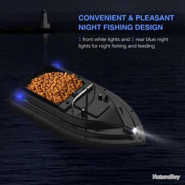 Bateau Amorceur Silencieux T�l�command� Appat P�che Nourrir Poisson LED GPS Haute Qualit� + Sac