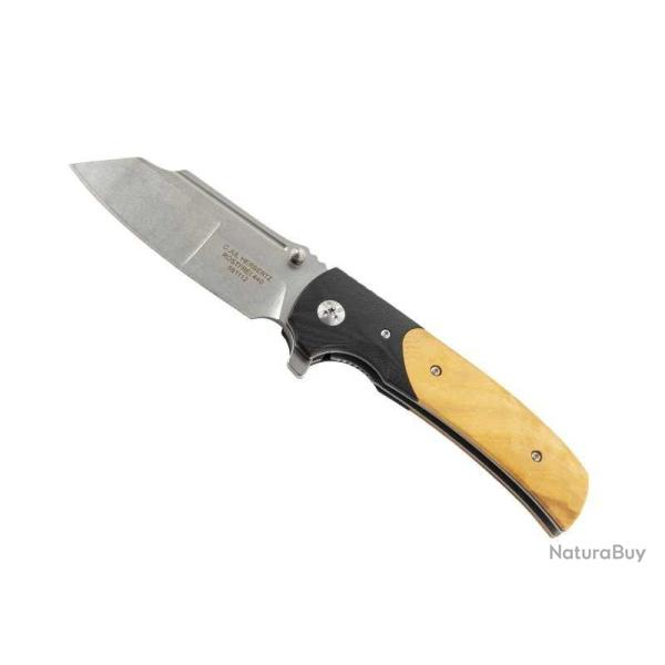 COUTEAU PLIANT HERBERTZ G10 NOIR/BOIS 12CM INOX