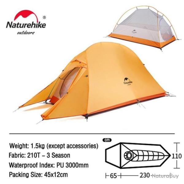 Tente de Camping Imperm�able Ultra L�g�re 1 Personne Facile Pratique 3 saisons Haute Qualit� Orange