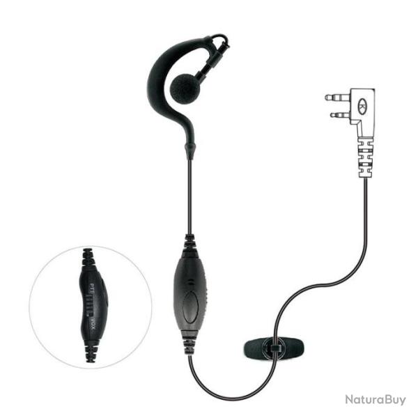 Oreillette classique contour d'oreille souple avec fonction VOX - connectique type Kenwood K1