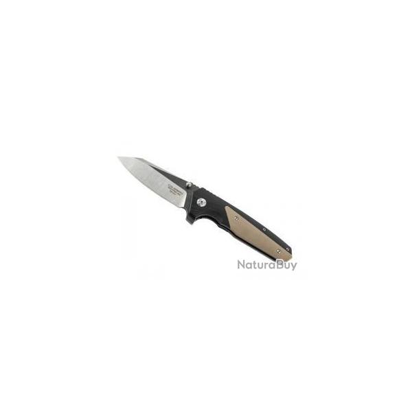 BEL348 COUTEAU FERMANT HERBERTZ G10 NOIR/BEIGE INOX NEUF