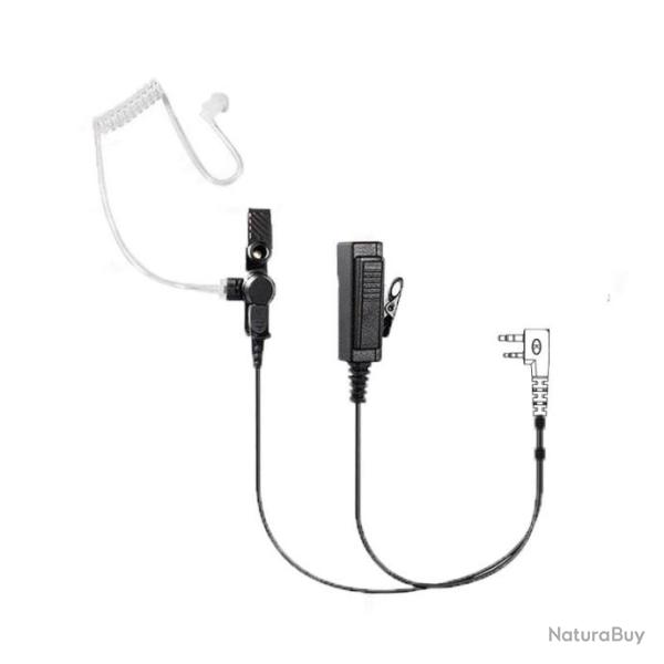 Oreillette discr�te avec tube acoustique PRO bodyguard - Audio 2 fils - connectique type Kenwood K1
