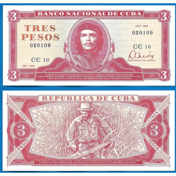 Cuba 3 Pesos 1984 Che Guevara Billet Peso NEUF