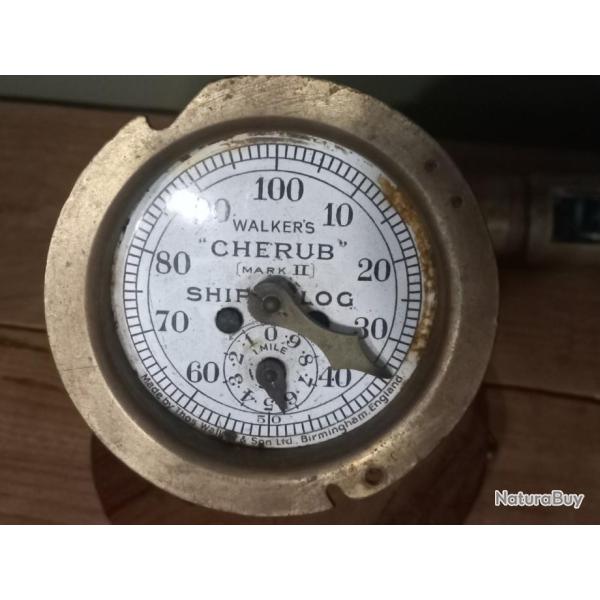 ancien Loch de la marine pour vitesse du navire  en cuivre et laiton