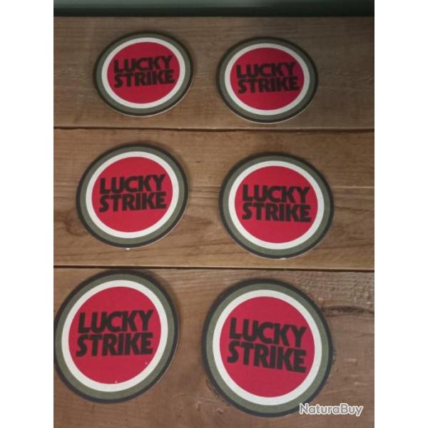 6 grands sous bock vintage " LUCKY STRIKE " USA ( mod�le am�ricain )