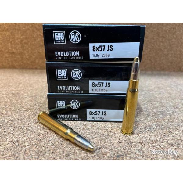 3 BOITES DE MUNITIONS RWS EN CALIBRE 8 X57 JS EVO 13.0 gr