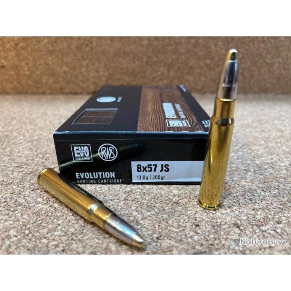 1BOITE DE MUNITIONS RWS EN CALIBRE 8 X57 JS EVO 13.0 gr