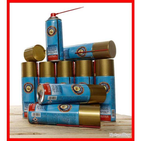 PACK DE 12 AEROSOLS D'HUILE ARMISTOL POUR ARME