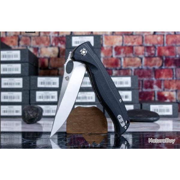 Couteau QSP Gavial Black Manche G10 Lame Acier D2 IKBS Linerlock Clip QS126C