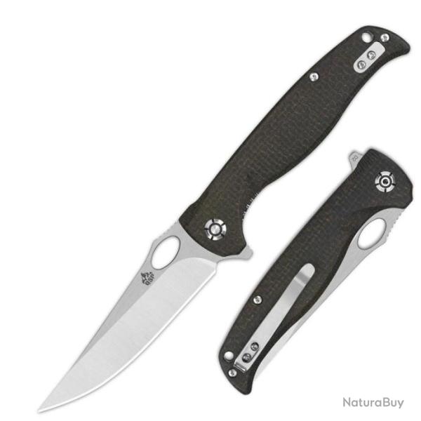 Couteau QSP Gavial Dark Brown Manche Micarta Lame Acier D2 IKBS Linerlock Clip QS126D1