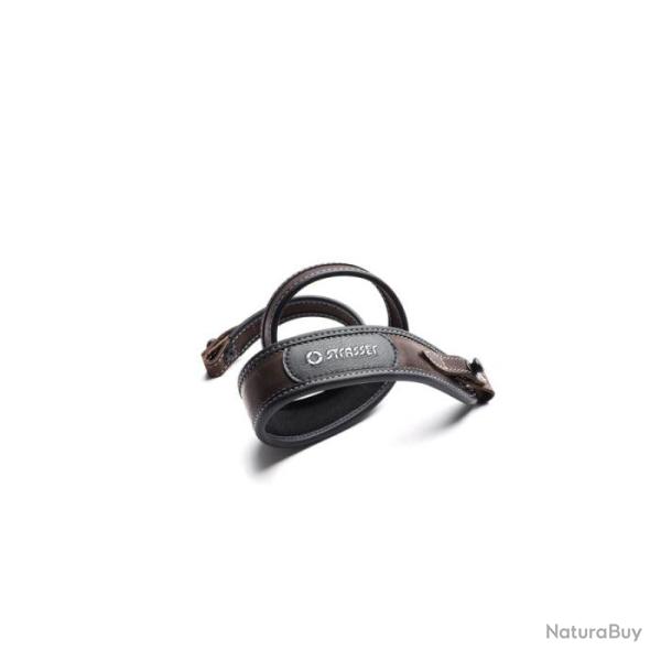 Bretelle �charpe Strasser en cuir avec logo brod� main