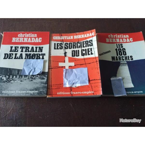3 livres de Christian bernadac-les sorciers du ciel-le train de la mort-les 186 marches