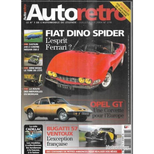 auto r�tro 278 cadillac, fiat dino spider , index g�n�ral mini moke, morgan opel gt datsun 240 z