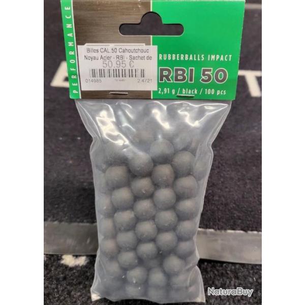 Billes CAL.50 Cahoutchouc Noyau Acier - RBI - Sachet de 100