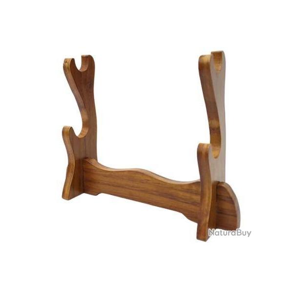 Support  en bois massif pour 2 pi�ces - Pour �p�e - Affichage Horizontal pour Tanto Katana Wakizashi