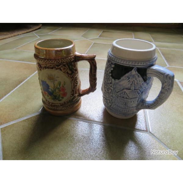 Lot de 2 Anciennes chope � bi�re allemande - (XX�me)