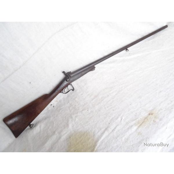 M8 ) tr�s beau fusil a broches , parties m�talliques magnifiquement grav�es  , a platines  cal 16