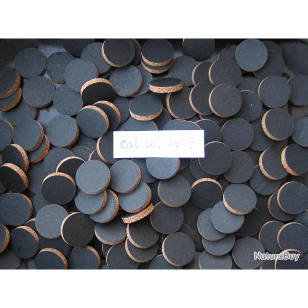 Rondelles  li�ge  cal  16  recouvertes  papier  noir  �paisseur  3 mm