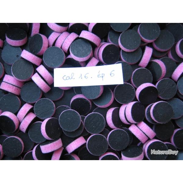 Rondelles  feutre  rose  cal  16  recouvertes  papier  noir  �paisseur  6 mm