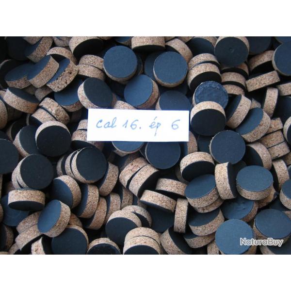 Rondelles  li�ge  cal  16  recouvertes  papier  noir  �paisseur  6 mm