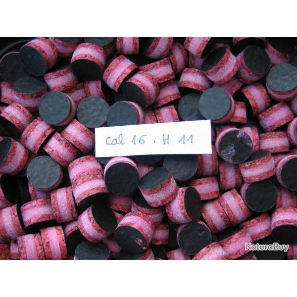 Bourres  li�ge  feutre rose  et  li�ge  1�re  qualit�  cal  16  hauteur  11 mm