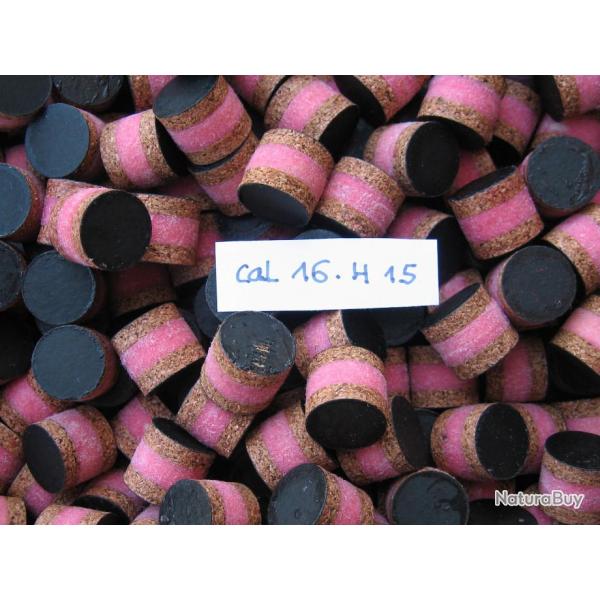 Bourres  li�ge  feutre rose  et  li�ge  1�re  qualit�  cal  16  hauteur  15 mm