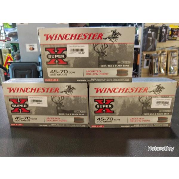 Lot de trois bo�tes de balles winchester super x PowerPoint 45-70 gouvernement 300 grain