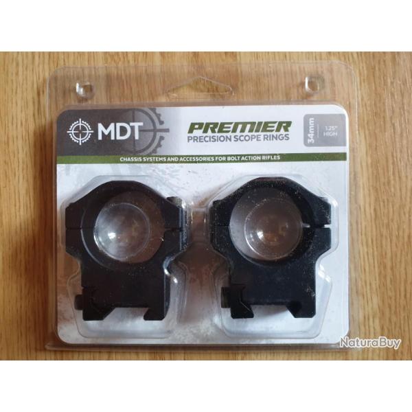 Colliers de precision MDT 34mm tube, 1.25" Haute