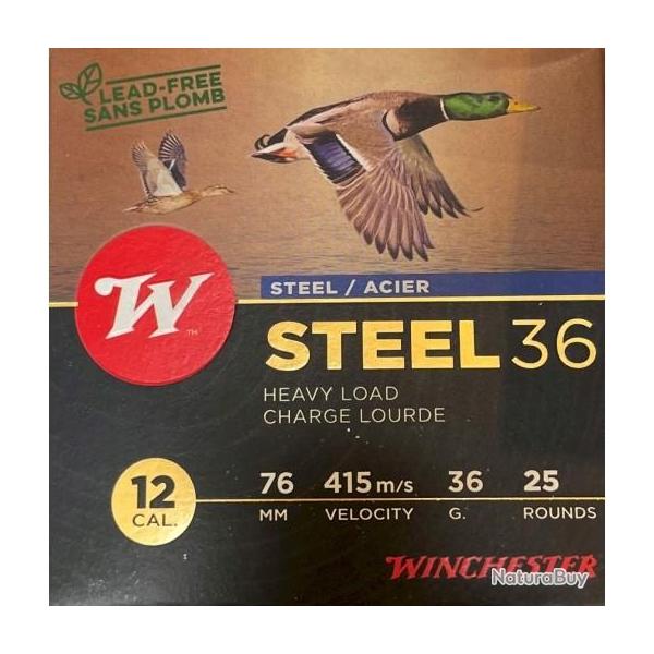 Cartouches de chasse WINCHESTER steel 36g cal.12/76 haute performance par 75
