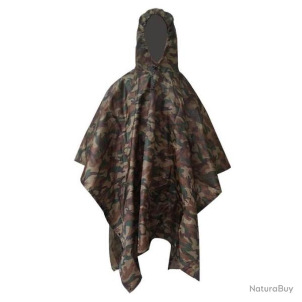 Cape de Camouflage tactique imperm�able Portable Poncho de chasse avec sac de rangement Army Green