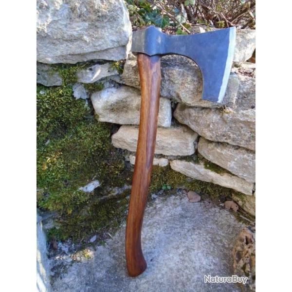 Hache De Viking Chef Viking JARL Lame Acier Carbone Manche Bois Fabric Artisanale PA242604