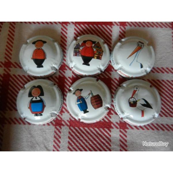 N�10 - lot de 6 capsules de muselet de cr�mant d'Alsace Jeannala & Seppala