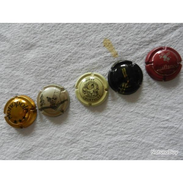 N�42 - lot de 5 capsules de muselet pour champagne ou cr�ment