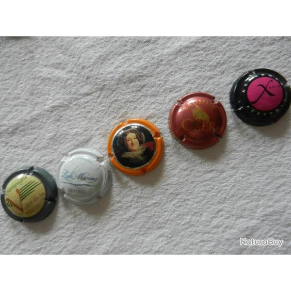 N�45 - lot de 5 capsules de muselet pour champagne ou cr�ment